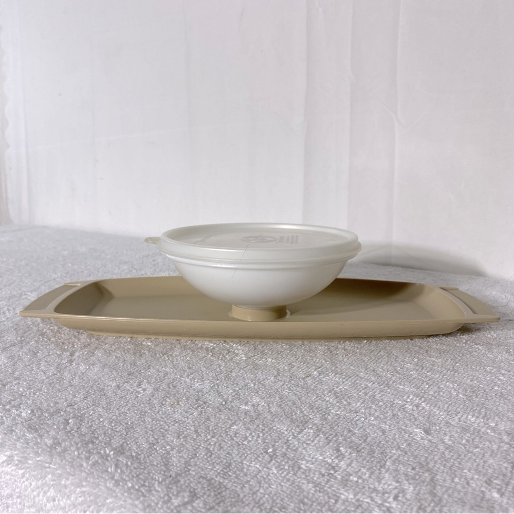 Vintage Tupperware Serve-ette Tray Chip and Dip Veggie Relish Tray With Lid 3pcs